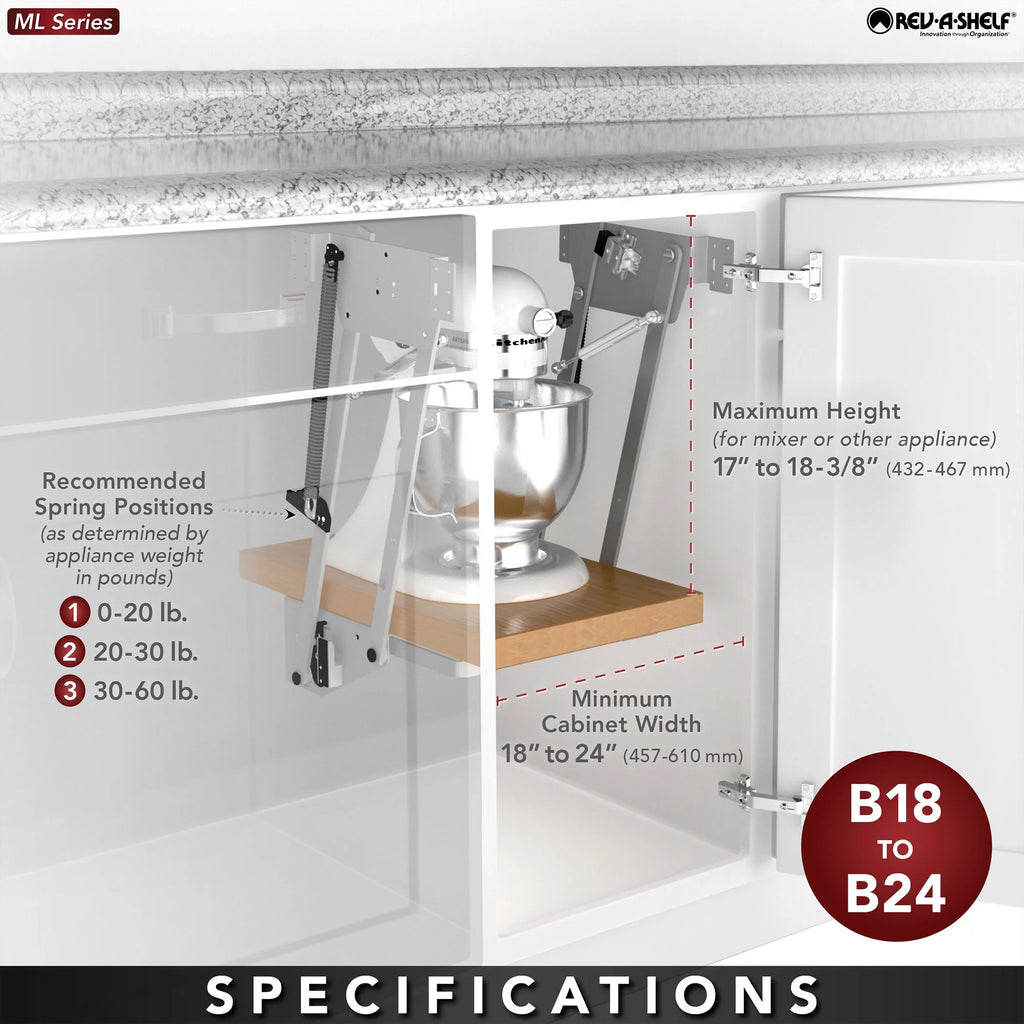 Rev-A-Shelf Mixer Lift System for Base Cabinet, RAS-ML-HDSC J45292