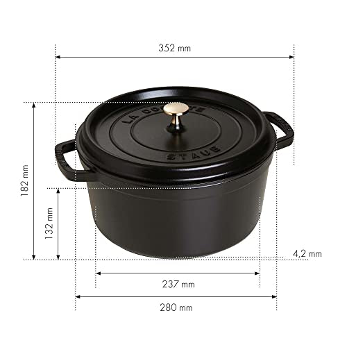 STAUB Cast Iron Dutch Oven 5.5-qt Round Cocotte, Black Matte P4487