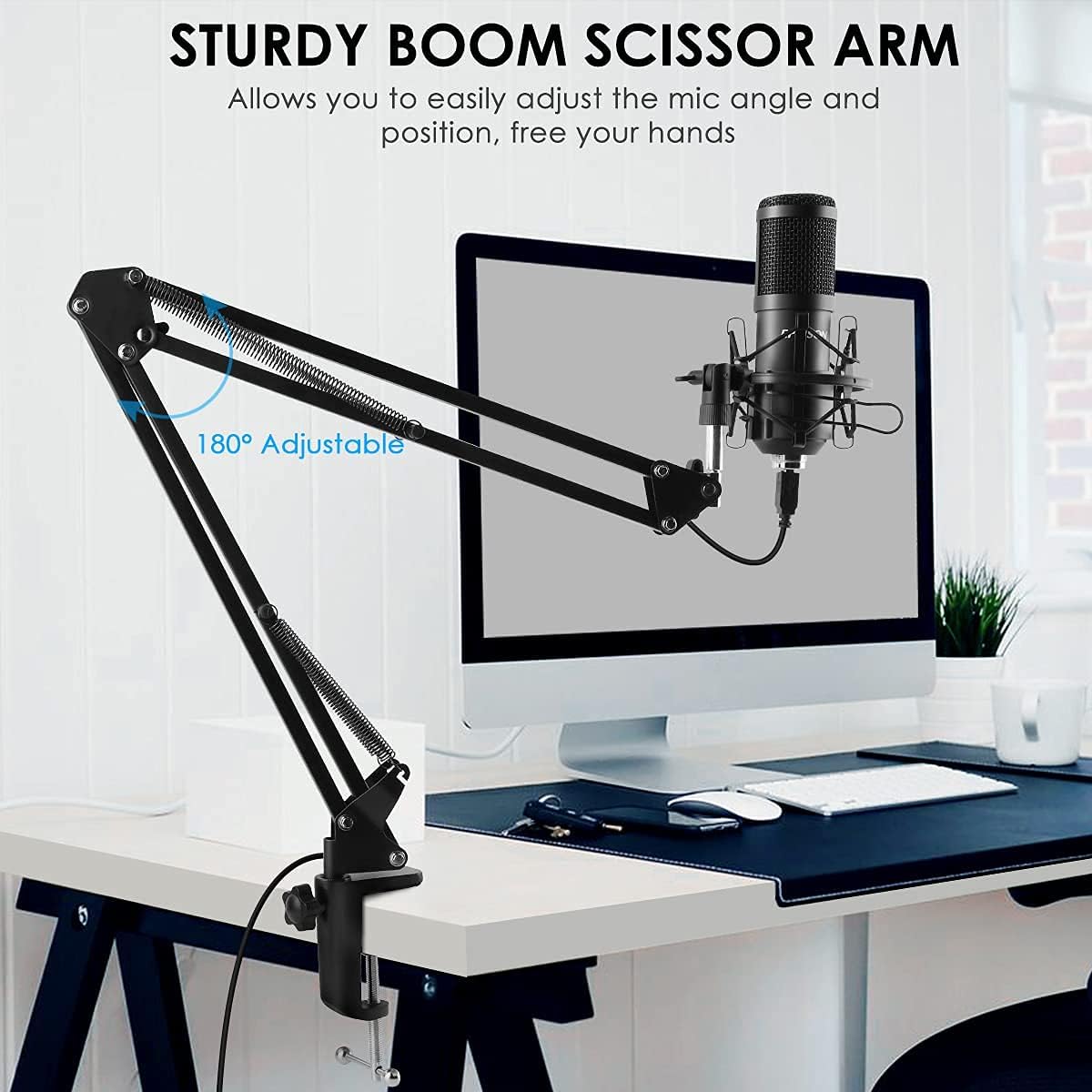 EPTISON USB Microphone Kit with Boom Arm, Podcast Condenser Mic, 2 Pack T30778