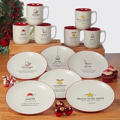Certified International Christmas Fun Red Sayings 16 oz. Mugs, Set of 6 N62947