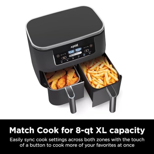 Ninja DZ401 Foodi 10 Quart DualZone XL 2-Basket Air Fryer, Grey L260