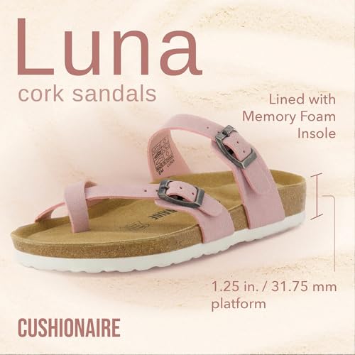 CUSHIONAIRE Women's Luna Cork Footbed Sandal I795