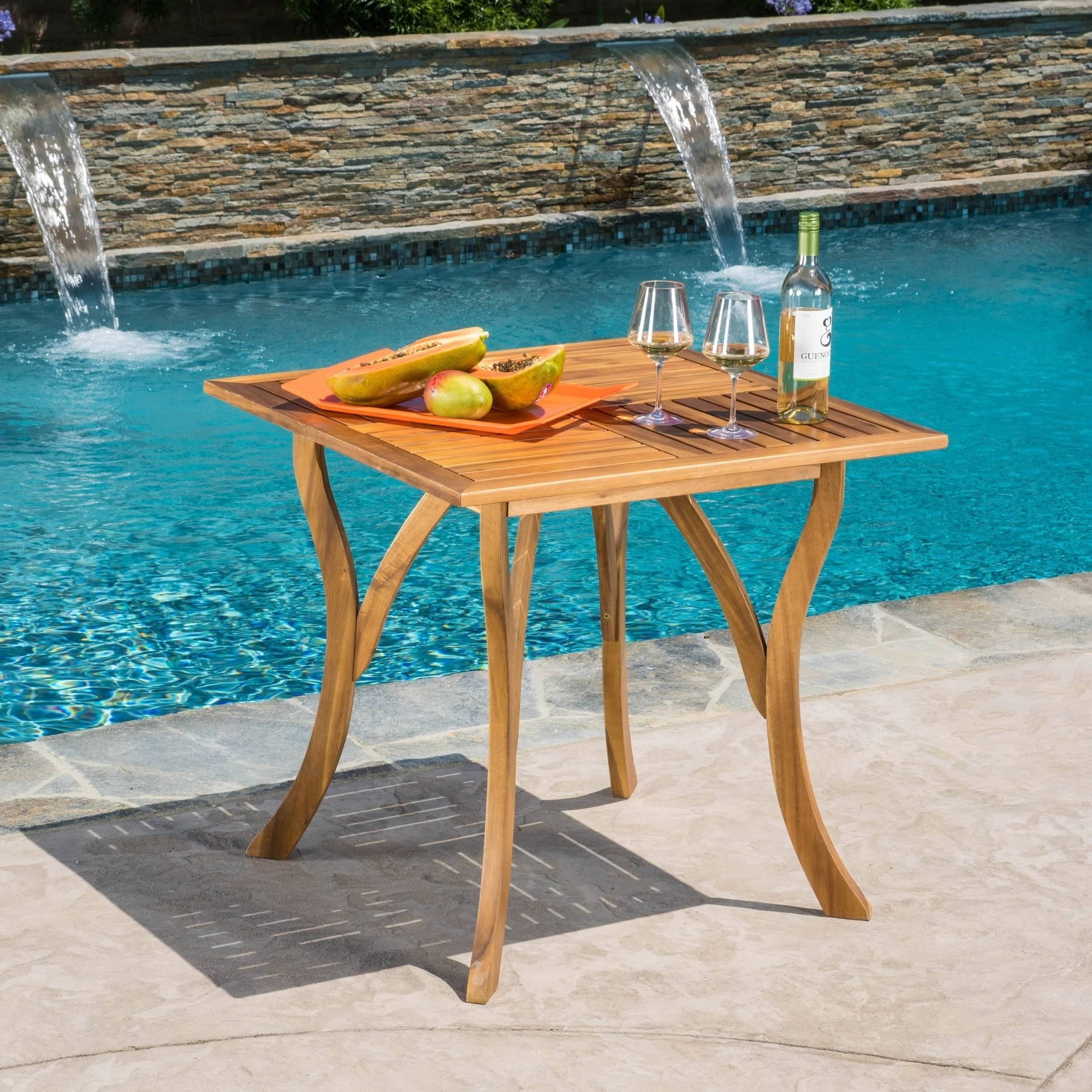 Christopher Knight Home Hermosa Outdoor Acacia Wood Square Dining Table Gray U758268