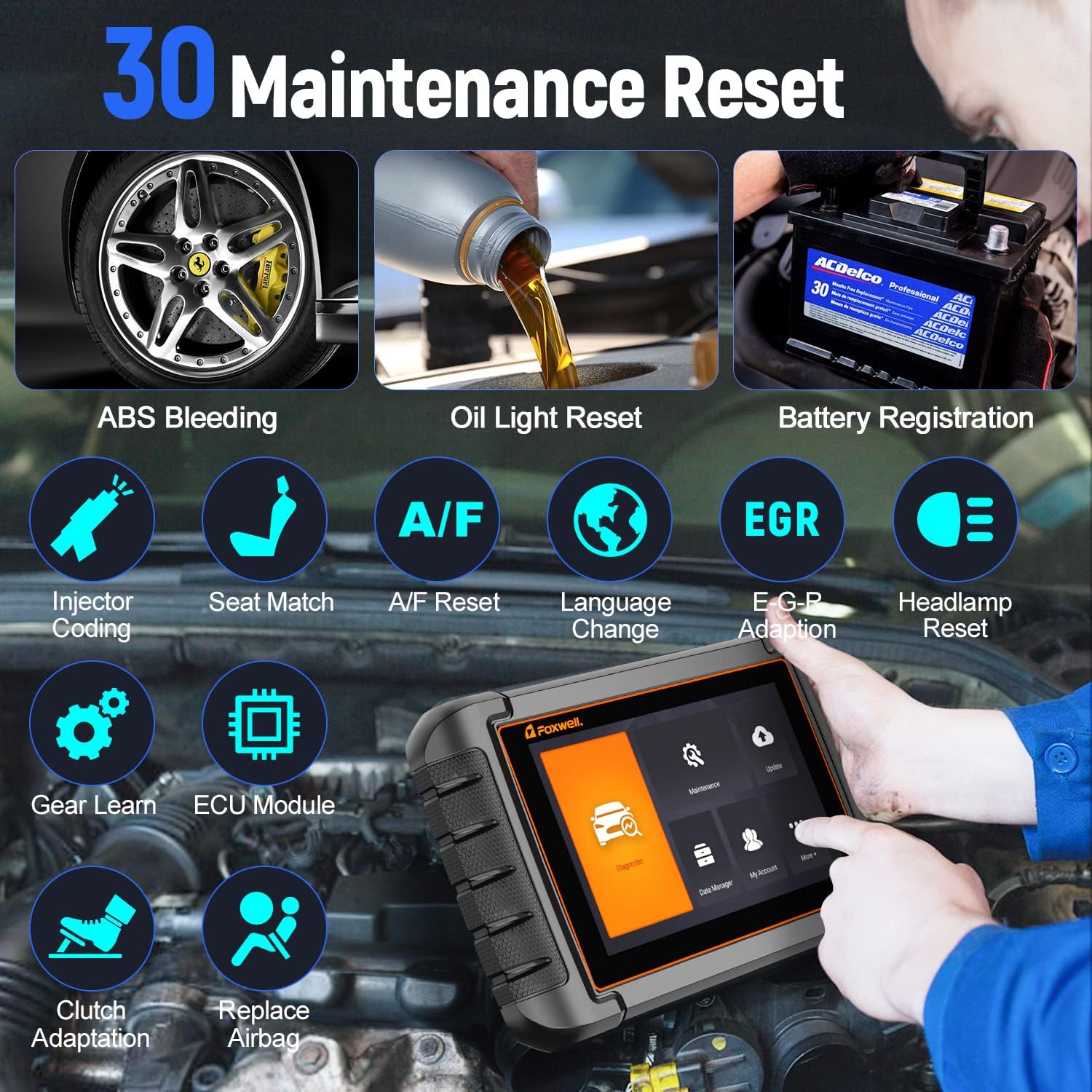 FOXWELL NT809 Bidirectional Scan Tool, All System OBD2 Scanner with 30 Service Reset B986