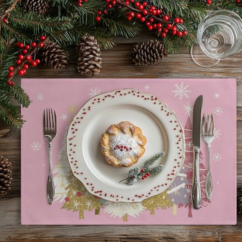 GEEORY Christmas Placemats 12x18 Inch Set of 4, Green Q397